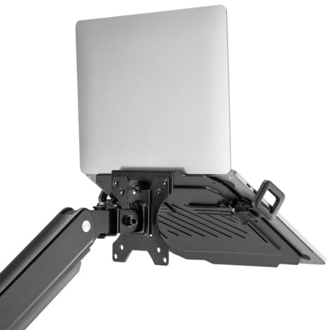 CABLEPELADO Soporte Universal Portátil Ergonómico y Ajustable para Mesa en Metal, Base para Portátiles 12-17, 9Kg Carga Máxima, No Incluye Brazo