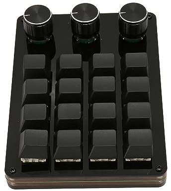gernie 16 Keys 3 Knobs Blue Switch Mechanical Hot Swappable Mini Keypad, USB Wired RGB Programmable Keypad with Multi Function, for Gaming Office Media