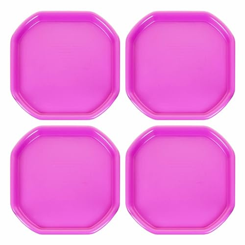 𝐂𝐇𝐏𝐋 Set of 4 Pink Small Messy Play Trays – Durable Plastic Mixing Trays – Perfect for Cement, Plaster, Sand, Construction, and Educational Messy Play