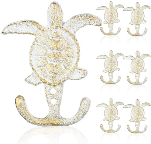 Ferraycle 6 Stück Schildkröte Guss Wandhaken Outdoor Dekorative Wandhaken Schildkröte Eisen Handtuchhaken Antik Schildkröte Dekorative Kleiderhaken für Schürzen Hüte Schlüssel Badezimmer Küche