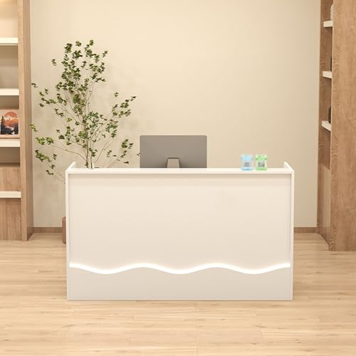 Kleiner Empfangstresen, Kassentheke mit Led-Leuchten und Abschließbarer Schublade, Einzelhandels-theke Rezeption, Front Desk Rezeption Zimmer Tisch Für Kasse Büro, Schönheitssalon, Lobby