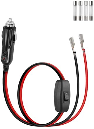 RIIEYOCA 12V 24V Cigarette Lighter Male Plug with Leads Extension Cord,16 AWG Heavy Duty 15A Car Cigarette Lighter Replacement Power Cable with On/Off Switch for Cars,Boats (0.6M/2FT)