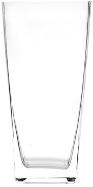 Large Clear Glass Vase with Square Section - Measures 10 x 10 x 20 cm