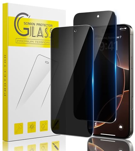 Guretok 2 Stück für Panzerglas Sichtschutz für iPhone 16 Pro Max Schutzfolie 6,9 Zoll, Dunkle Schutzglas für iPhone 16 Pro Max Privacy Glas,[Anti-Spy Folie] [Kratzfest] [9H-Härte]
