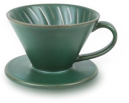 PUNNIO Keramik-Kaffeetropfer, tragbarer Kaffee-Tropfer, wiederverwendbarer Porzellan, zum Übergießen von Kaffee für Reisen, Zuhause, Büro (Olivgrün)