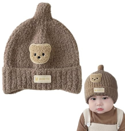 XOXVURI Gorro Bebe Invierno Niña Niño Invierno Cálido Sombrero De Punto Con Pompon Térmico Grueso Beanie Con Forro Polar Regalo Para Unisex Bebé 2-14 Meses