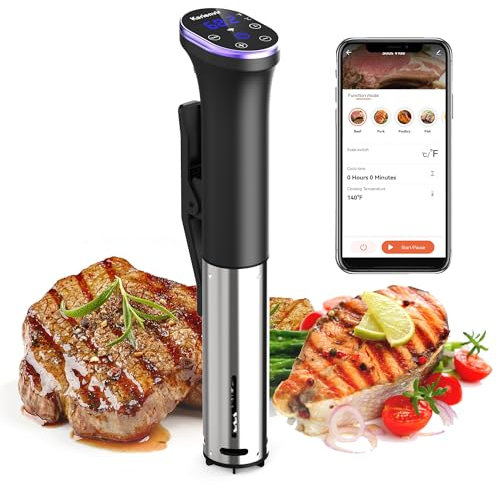 Karienvir Sous Vide WIFI, Sous Vide Machine 1100W, Sous Vide Cooker IPX7 Waterproof Immersion Circulator, Sous Vide Temperature(10℃~90℃) & Timer Control, Portable Sous Vide Easy Storage, Equipped WIFI
