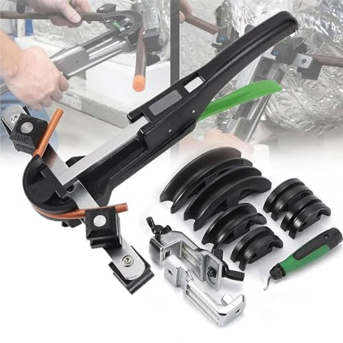 Kit piegatubi Idraulico,Piegatubi a Cricchetto in Rame, Kit Piegatubi Manuale, Piegatubi Idraulico a 90°, con 7 Matrici, per Diametro Tubo da 6 Mm a 22 Mm, per Ottone, Alluminio