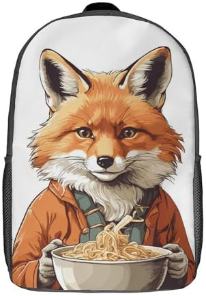 LMYmoney Süßer Fuchs-Ramen-Japan-Rucksack, 3D-Druck, Kindertasche, Grundschüler, Tagesrucksack, leichte Schultasche für Kinder, Mädchen, Jungen, Kindergarten, Lunchpaket, 43,2 cm