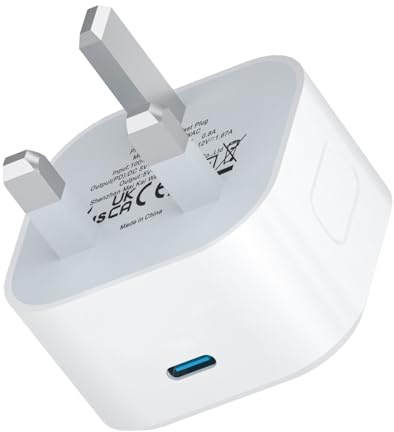 USB C Plug, 25W USB C Charger Fast Charging i Phone USBC Power Adapter UK Type C Mains Charge Compatible with iPhone Apple 17/17e/17 Air/17 Pro Max/16/16 Plus/16 Pro/16 Pro Max/15/14/13/12/11