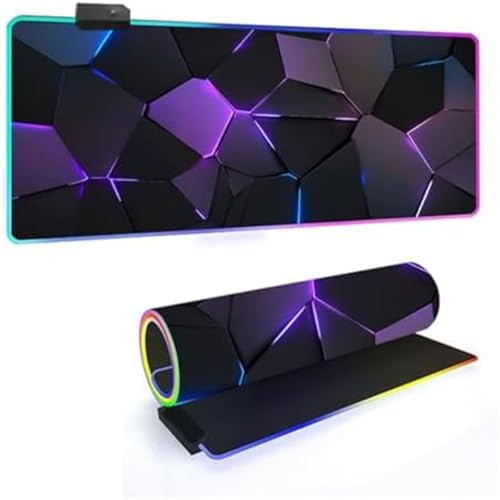 Tappetino Mouse Gaming Grande - Tappeto Scrivania PC con Design Geometrico Neon, Desk Mat Gomma Antiscivolo per Tastiera e Mouse da Gaming XXL (Geometrico 4,900x400mm)