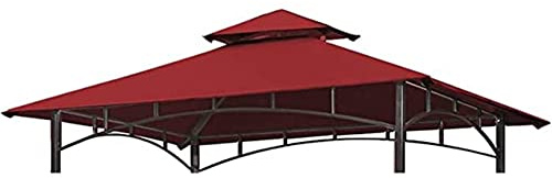 Ersatzabdeckung for Gartenpavillon, 3 x 3 m, wasserdicht, Terrassenüberdachung, Zeltdach, doppelstöckiger Grillpavillon for den Außenbereich, Grillüberdachung, Grillzelt, Unterstand (NUR OBERTEIL)(Red