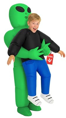 Morph Costume Alieno Gonfiabile Bambino, Verde Alieno Divertente Costume Halloween Bambini Taglia Unica