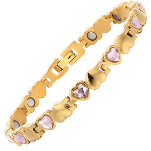 MagEnergy Magnetarmband Damen – Verstellbare Größe, Lymphdrainage Energie-Schmuck (golden)