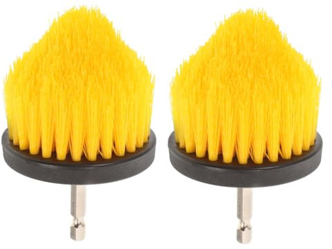 Beatifufu Drill Brush Attachment Cleaning Brush Set 2pcs 2.5 Inch Yellow for Wall Gaps Cabinet Corners Window Crevices Cleaning Tools