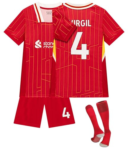 Fußball Trikot Set für Kinder/Erwachsene,Nr.4,Nr.7,Nr.11 Neues Fußballtrikot, Trikot Fussball Jungen Anzug Herren Football Kit Rot, Schwarz