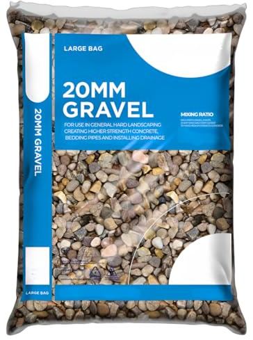 Natural Pea Shingle Gravel (10mm & 20mm) - 20kg Major Bag - Premium Rounded Stones for Concrete Mixing, Ground Drainage, Driveways, and Decorative Landscaping Projects (1, 20mm)