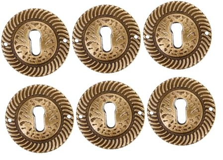 Piastra Copri Serratura Rotonda in Lega di Zinco 6 Pezzi Vintage | Finitura Coffee, Cassetti da Ufficio, per Chiave, Montaggio Semplice, Struttura Durevole per Uso Quotidiano