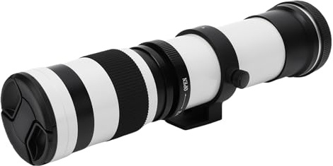 Yechiry Kamera Teleobjektiv, RF -objektiv F8.3 Till F16 420mm Till 800 Mm Manuell Fokus MF Zoomlins med Hög Ljusöverföring, SLR -kameralinser för RF Mount Mirrorless Camera (Vit)
