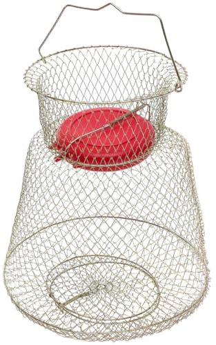Healeved Cesto da Pesca Pieghevole in Filo d'Acciaio 38 CM Galleggiante Gabbia per Pesci Vivi e Gamberetti Accessorio per Pesca e Trasporto per Attività all'Aperto e Viaggi