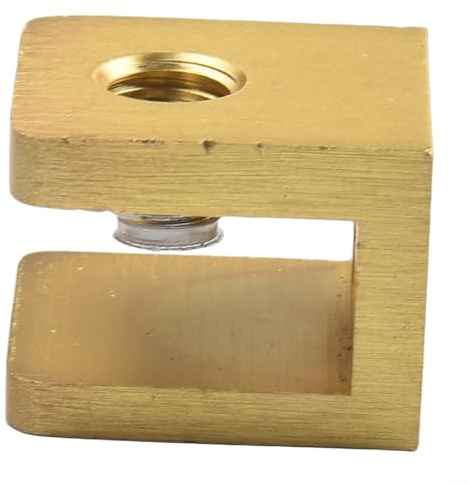 Copper Gold Adjustable Glass Shelf Clip Holder, With Screws No Drilling Moisture Resistant Support Bracket For Glass Shelves Cabinet Doors Bathroom Furniture Set Of 4(S)