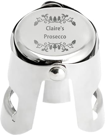 Personalised Wine Bottle Stoppers, Engraved Champagne Stoppers, Custom Prosecco Sparkling Wine Bottle Stopper, Wine Gifts for Women Men Christmas, Wedding, Birthday (Design 1)