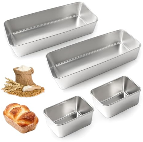 Brotbackform Backform Backform Rechteckig Kastenform Kuchen Kuchenform Eckig Kastenform Kastenforms Brot 4er Set Edelstahl Backformen für Tiramisu 2 x 13.5x10x5cm , 2 x 33x15x6.5cm Spülmaschinenfest