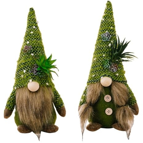 Gnomos de Verano, gnomos de Plantas Verdes de Felpa, decoración de Bandeja escalonada, gnomo Gonk Verde para decoración del hogar de Verano, 2 uds., jardinería