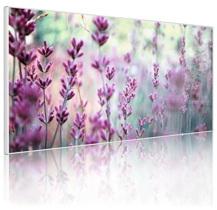 banjado Magnettafel Metall 78 x 37cm - beschreibbare Magnettafel - Metall Pinnwand als Memoboard - Magnetwand Küche, Büro, Kinderzimmer Weiß inkl. 4 Magnete & Montageset - Motiv Lavendel 2