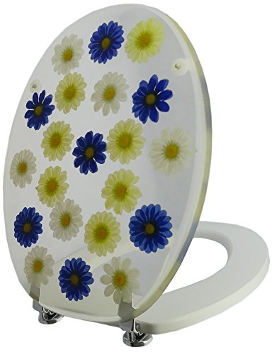 Toilettensitz/Wc Deckel/Toilettendeckel/Klobrille Top Qualität mit Blumen in blau, gelb und weiss