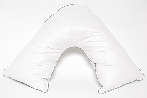 AmigoZone Luxury V Shape Orthopaedic Non Allergenic Duck Feather & Down Pillow Neck Suport/Nursing/Maternity/Pregnancy Support Pillow (Duck Feather & Down, 1 x V Pillow)