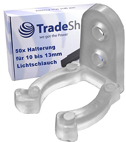 50x Wand Montage Clips im Set Halterung für 10mm Lichterketten Lichtschläuchen für drinnen und draussen geeignet, 2 Montagelöcher zur Befestigung