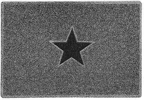 Nicoman STAR Door Mat｜Entrance Barrier Dirt-Trapper Floor Mat｜Patio Garden Conservatory Doormat｜Indoor Outdoor Matt｜Charcoal with Black Star, Large 90x60cm/3x2ft