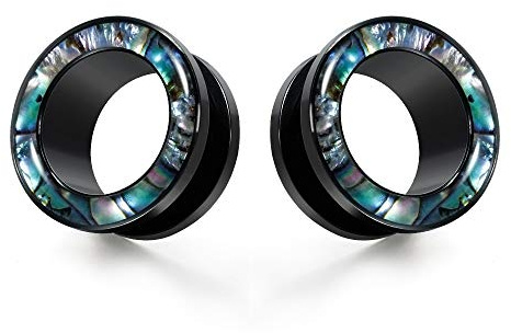 COOEAR-Messgeräte für Ohren, chirurgische Stahlstopfen, Flesh Stretchers-Ohrringe, Größe 6mm bis 25mm, schwarzes Schraubtunnel-Piercing.