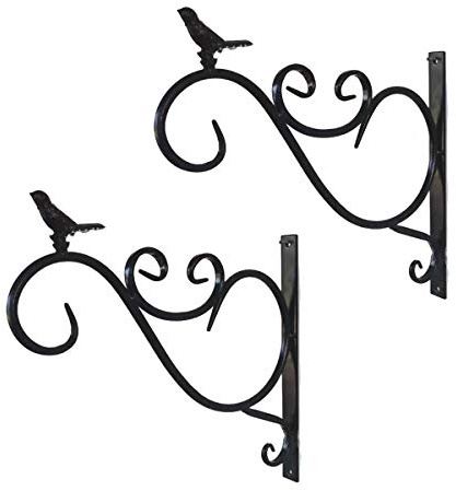 TentHome Vintage Blumenampelhalter Blumenampelhaken Wand 2 Stück Wandhalterung hängende Halterung Pflanze Haken mit Vogel Figur für Blumentopf, Blumenampel, Hängekörbe, Windspiele, Laternen, schwarz
