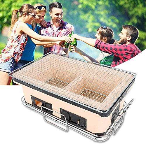 UIGJIOG Kohle-Tischgrill, Tischgrill, Keramikkohlegrill, BBQ japanischer Yakitori-Grill, poröser keramischer Grillgitter für Party Home 48x28x22cm
