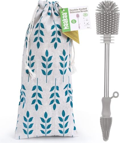 haakaa Grau Silikon Flaschenbürste, Langstiel Reinigungsbürste, Spülbürste, für Babyflasche, Tassen, Kessel, Weingläser