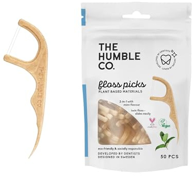 The Humble Co, 2-in-1 Floss Picks, Mint, 50 Picks