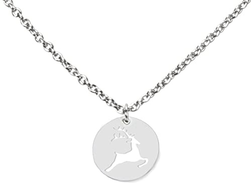 DAHEIM Halskette Hirsch - filigrane Kette Rentier mit Geweih für Damen und Frauen, Heimat-Schmuck Tracht aus Edelstahl (silber-farben oder vergoldet) DHK299