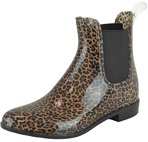 Thingimijigs Bottes en caoutchouc Chelsea pour femme, hauteur cheville, courtes, idéales pour l'été et les festivals, marron, 39 EU
