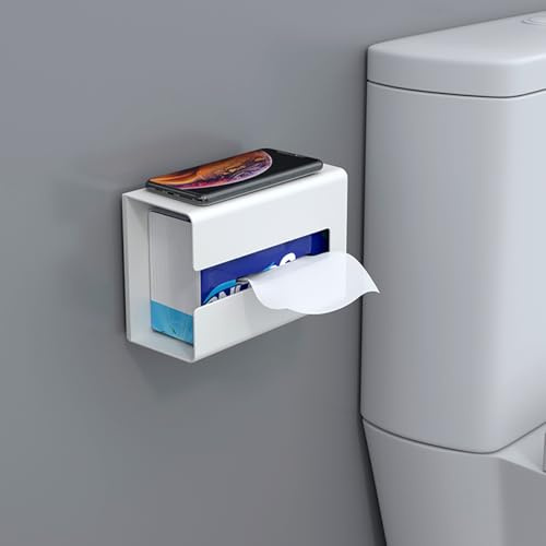Cabilock Wandmontierter Taschentuchhalter Ohne Spuren Weiß - Praktische Serviettenbox Für Badezimmer Toilette Schminktisch Und Büro Kompakte Größe 7.5X4.5X3 Zoll
