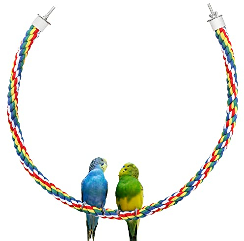 Tau Sitzstange Vögel Papagei Seil Spirale für Wellensittiche/Parrot Climbing Rope Vogelkäfig Zubehör (105cm Metallmutter)