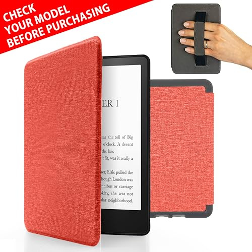 MyGadget Hülle für Kindle 11. Generation [ Modell : RS23CV | C2V2L3 Release: 2022 | 2024 ] mit Handschlaufe & Auto Sleep | Wake Funktion - Flip Case in Rosa