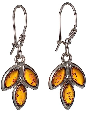 Pendientes de ámbar – Pendientes de ámbar báltico con gancho de miel – Colección de joyas de plata de ley, metal precioso, ámbar