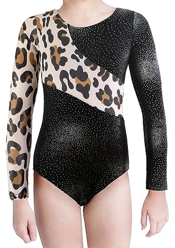 Kidsparadisy - Maillot de gimnasia para niños y niñas, de manga larga, ropa de ballet, gimnasia, entrenamiento de danza, para el club infantil (azul/morado/rosa), 11-12 años