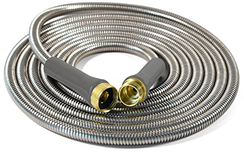 Sunfiier - Manguera de jardín corta de 8 pies – Extensión de manguera ligera de acero inoxidable 304, manguera extensora pequeña flexible para jardín, uso al aire libre (8 pies)