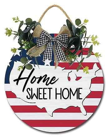 Home Sweet Home Haustürschild, lustige Kränze zum Aufhängen, Holzschild, Dekoration, rund, rustikal, Holz, Bauernhaus, Veranda, Dekor für Zuhause, Haustür, 28,9 x 27,9 cm