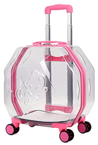 Samnuerly Hunderucksack, Haustiertasche, transparent, für Outdoor-Reisen, Hunde- und Katzentasche mit Rollen, Haustier-Trolley für Reisen, Wandern, Camping (D)