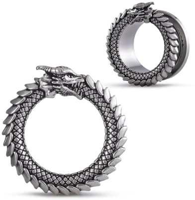 COOEAR Gauges for Ears, Dragon Steel Tunnel Flesh Earring, Stainless Steel Stretcher, 0g(8mm), Metal, Sandstone