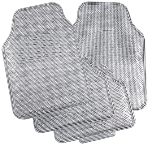 WOLTU Universale Autofußmatten, Automatte passend für Fast alle Autos, 4 teilige Fußmatten Komplettset Riffelblech, zuschneidbare Schmutzfangmatte, Anthrazit